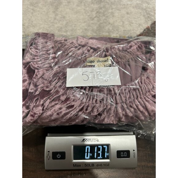 Indigo Thread Co. Velvet Fringe Boho Top Large Off-Shoulder Shimmer Night Out - Picture 11 of 11